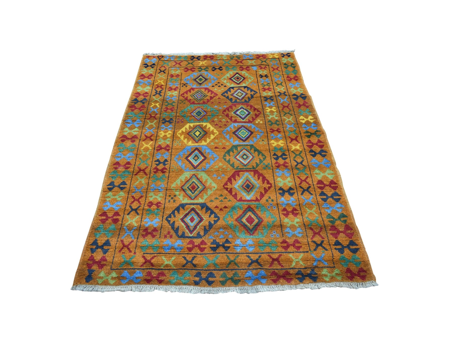 Baluch Tribal & Geometric hand-knotted wool rug in Orange, 4'3" x 6' — SKU O053317