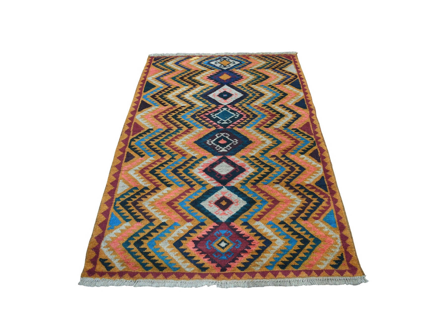 Baluch Tribal & Geometric hand-knotted wool rug in Orange, 3'9" x 6'3" — SKU O053318