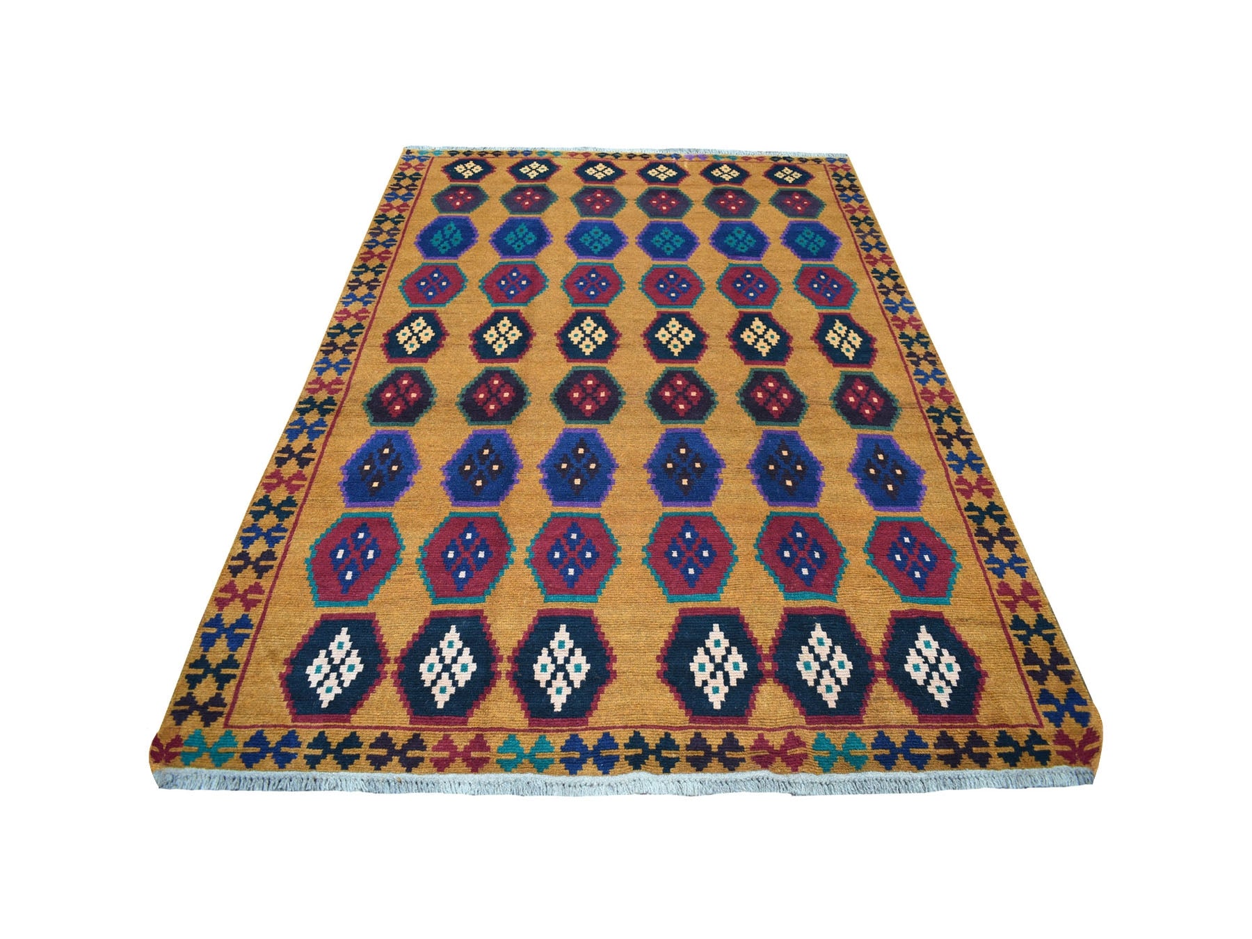 Baluch Tribal & Geometric hand-knotted wool rug in Orange, 6' x 7'10" — SKU O053331
