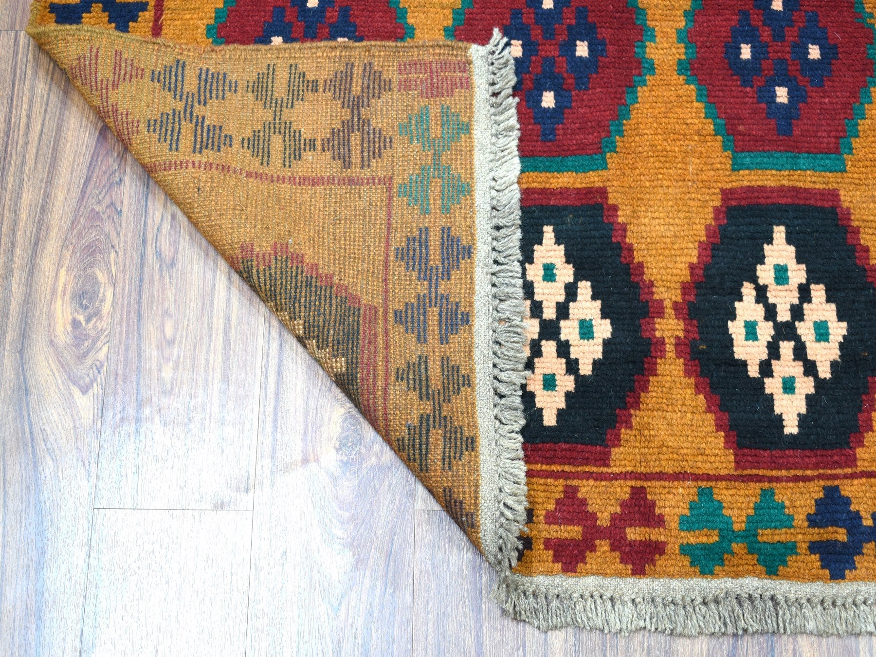Baluch Tribal & Geometric hand-knotted wool rug in Orange, 6' x 7'10" — SKU O053331 (view 2)