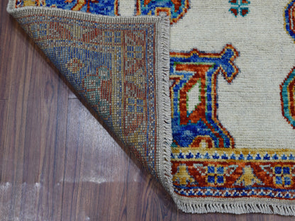 Ivory 5'0" x 6'7" Tribal Hand knotted Wool Rug - Sku: O053337