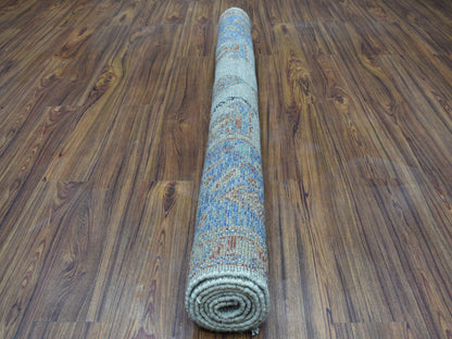 Ivory 5'0" x 6'7" Tribal Hand knotted Wool Rug - Sku: O053337