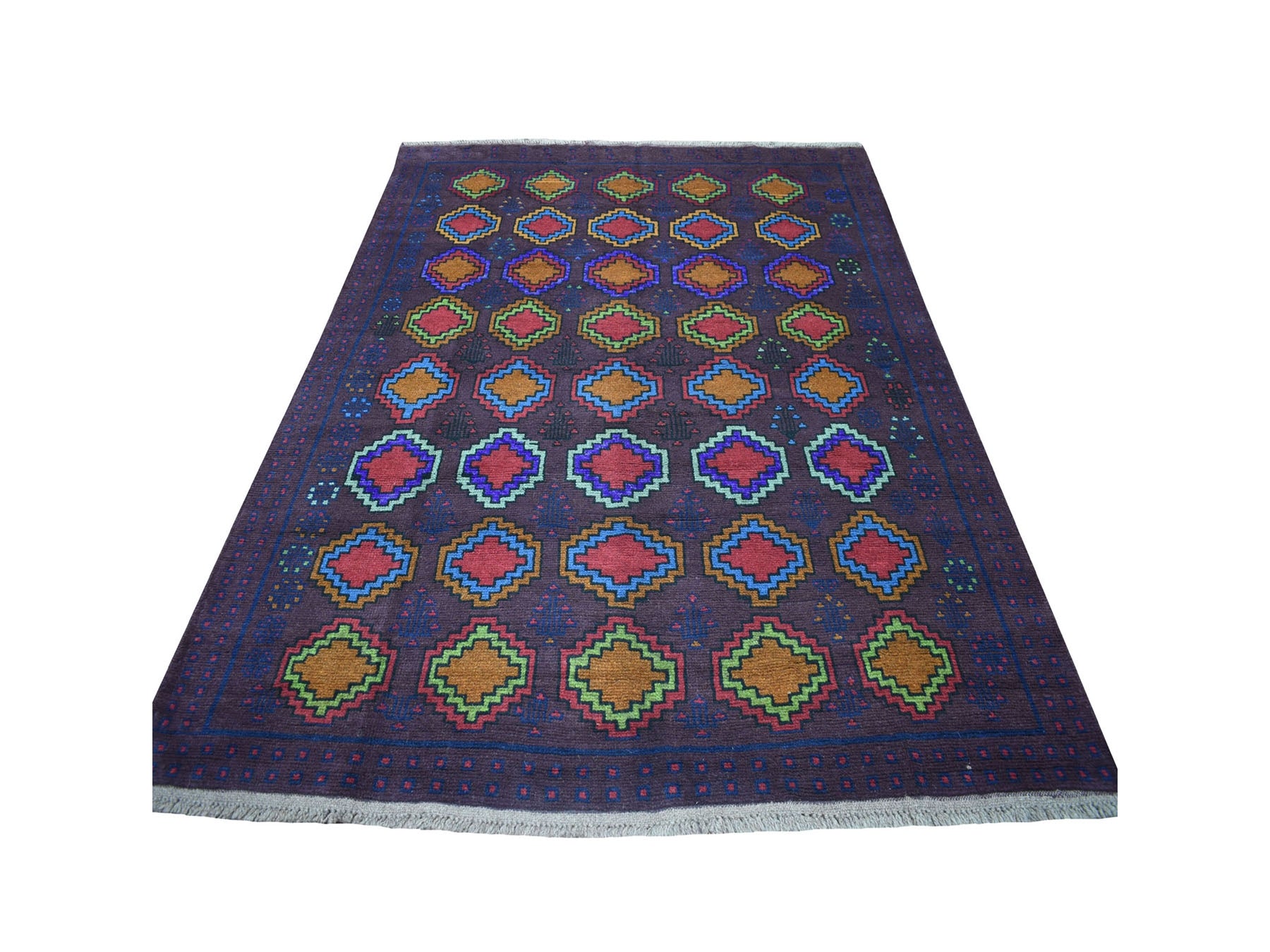 Baluch Tribal & Geometric hand-knotted wool rug in Purple, 5'10" x 7'8" — SKU O053343