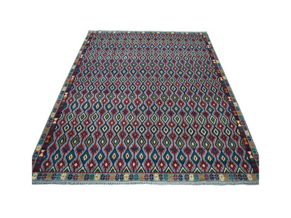 Grey 6'2" x 7'3" Tribal & Geometric Hand knotted Wool Rug - Sku: O053347