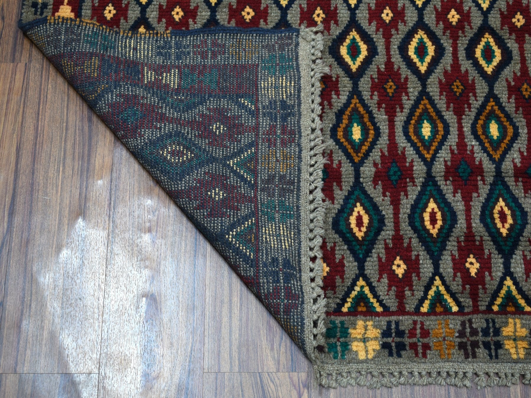 Baluch Tribal & Geometric hand-knotted wool rug in Gray, 6'2" x 7'3" — SKU O053347 (view 2)