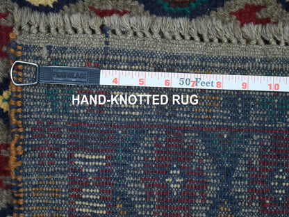 Grey 6'2" x 7'3" Tribal & Geometric Hand knotted Wool Rug - Sku: O053347