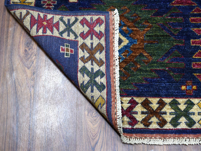 Ersari Tribal & Geometric hand-knotted wool rug in Blue & Yellow, 6' x 8'10" — SKU O053472 (view 3)