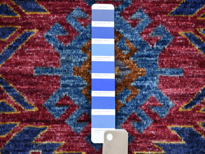 Blue 6'0" x 8'10" Tribal & Geometric Hand knotted Wool Rug - Sku: O053472
