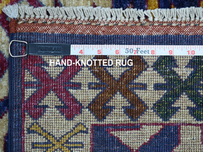 Ersari Tribal & Geometric hand-knotted wool rug in Blue & Yellow, 6' x 8'10" — SKU O053472 (view 7)
