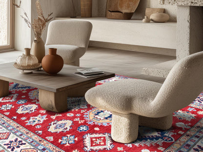 Kazak Kazak hand-knotted wool rug in Red & Ivory, 5'10" x 8'8" — SKU O0534 (view 2)