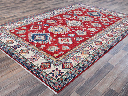 Kazak Kazak hand-knotted wool rug in Red & Ivory, 5'10" x 8'8" — SKU O0534 (view 4)