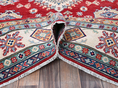 Kazak Kazak hand-knotted wool rug in Red & Ivory, 5'10" x 8'8" — SKU O0534 (view 6)