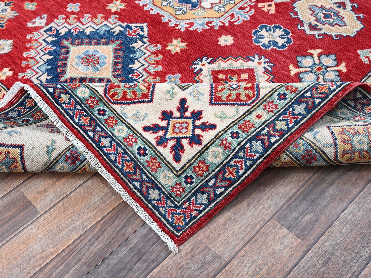Kazak Kazak hand-knotted wool rug in Red & Ivory, 5'10" x 8'8" — SKU O0534 (view 7)