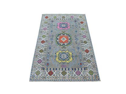 Grey 3'3" x 5'0" Tribal Hand knotted Wool Rug - Sku: O053540