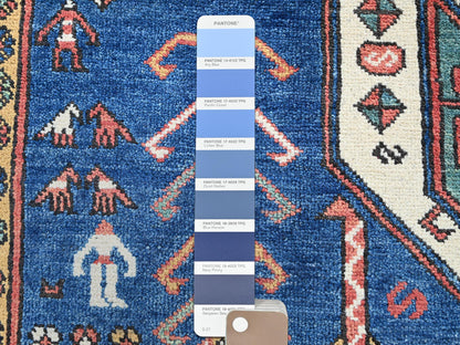 Blue 5'2" x 6'11" Kazak Hand knotted Wool Rug - Sku: O0537