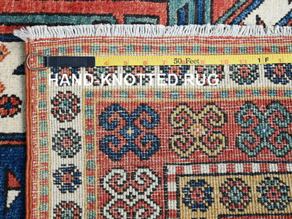 Blue 5'2" x 6'11" Kazak Hand knotted Wool Rug - Sku: O0537