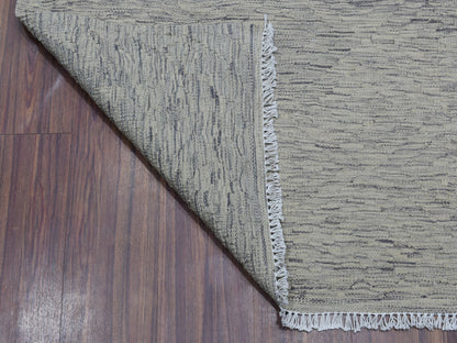 Grey 3'1" x 14'0" Flatweave / Kilim Hand woven Wool Rug - Sku: O053819