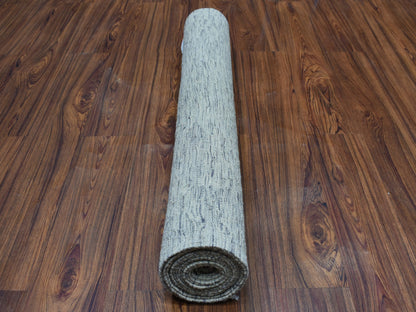 Grey 3'1" x 14'0" Flatweave / Kilim Hand woven Wool Rug - Sku: O053819