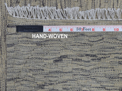Grey 3'1" x 14'0" Flatweave / Kilim Hand woven Wool Rug - Sku: O053819