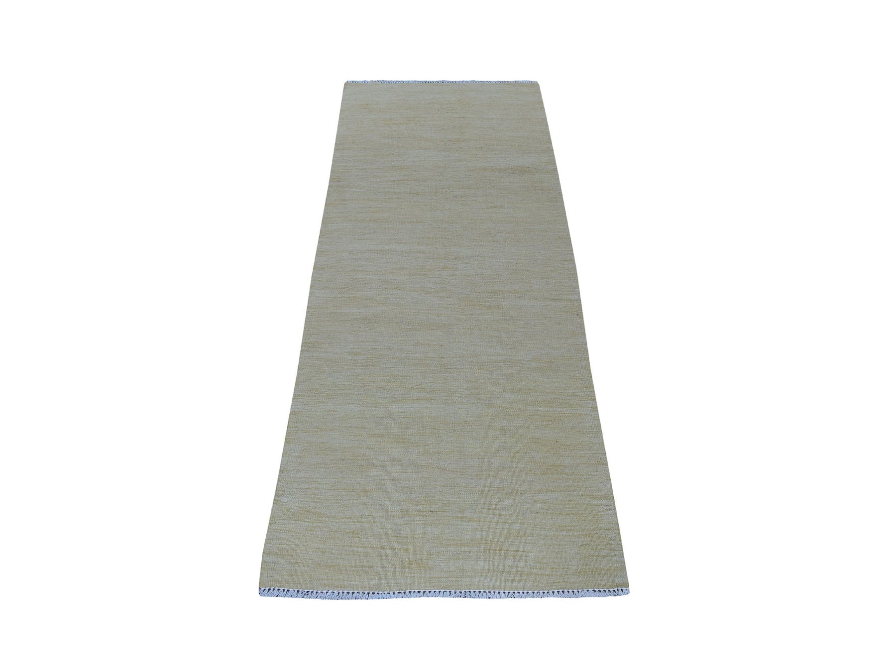 Yellow 2'6" x 6'3" Flatweave / Kilim Hand woven Wool Rug - Sku: O053839