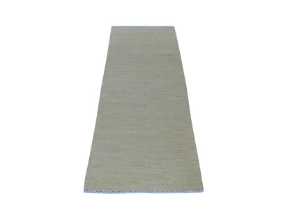 Yellow 2'6" x 6'3" Flatweave / Kilim Hand woven Wool Rug - Sku: O053839