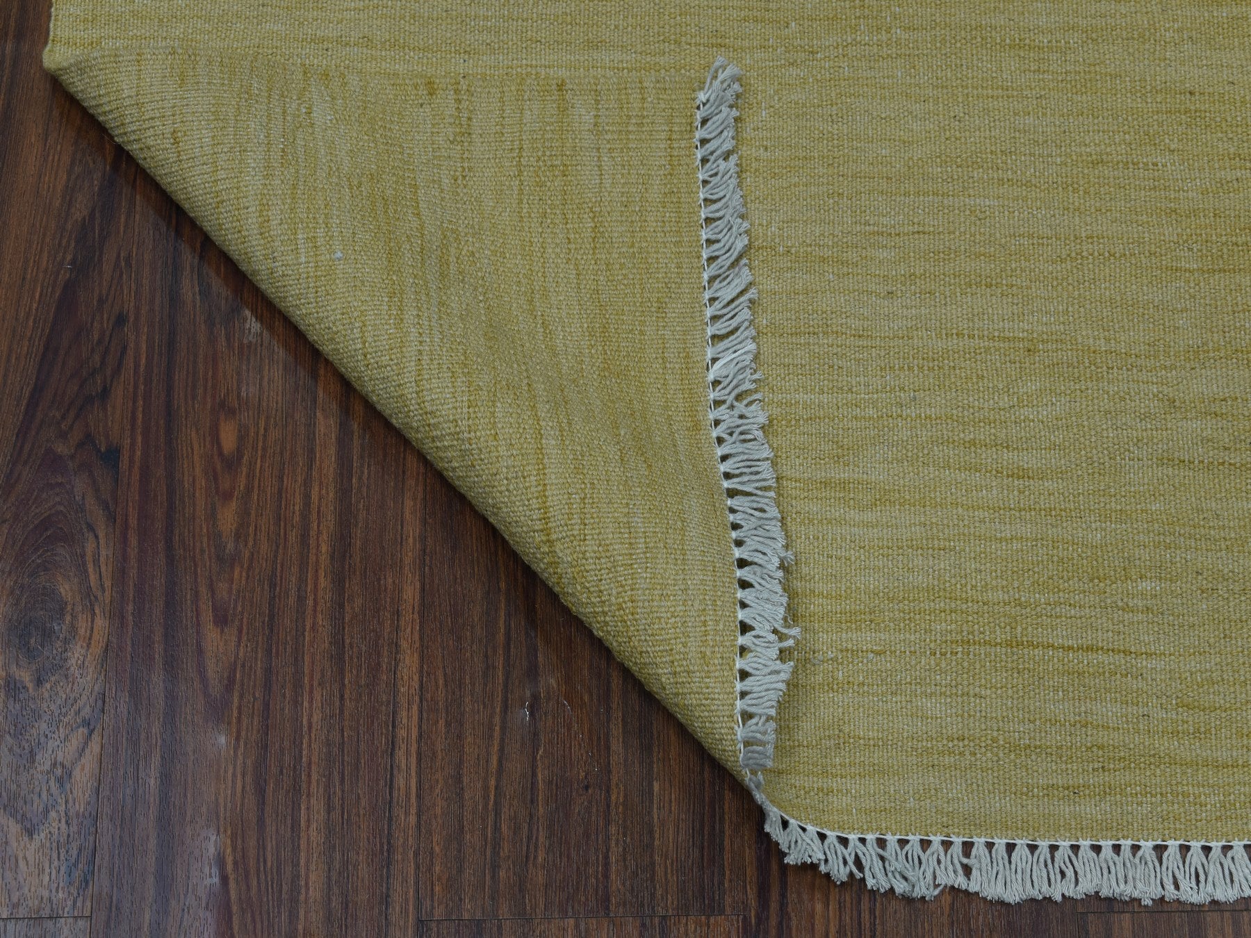 Yellow 2'6" x 6'3" Flatweave / Kilim Hand woven Wool Rug - Sku: O053839