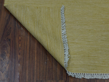Yellow 2'6" x 6'3" Flatweave / Kilim Hand woven Wool Rug - Sku: O053839