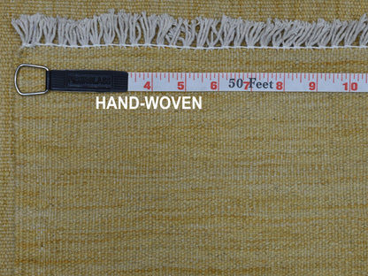 Yellow 2'6" x 6'3" Flatweave / Kilim Hand woven Wool Rug - Sku: O053839