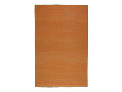 Orange 6'4" x 9'9" Flatweave / Kilim Hand woven Wool Rug - Sku: O053847