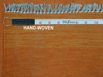 Orange 6'4" x 9'9" Flatweave / Kilim Hand woven Wool Rug - Sku: O053847