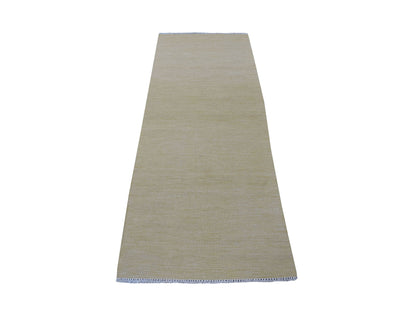 Yellow 2'6" x 6'7" Flatweave / Kilim Hand woven Wool Rug - Sku: O053851