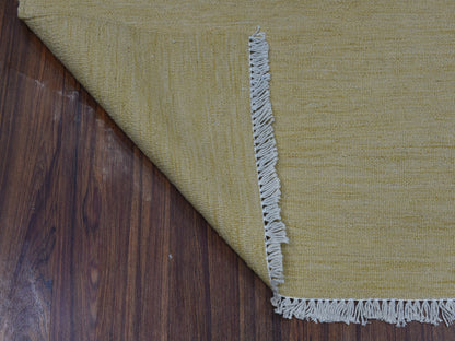 Yellow 2'6" x 6'7" Flatweave / Kilim Hand woven Wool Rug - Sku: O053851