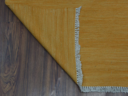 Yellow 2'4" x 6'4" Flatweave / Kilim Hand woven Wool Rug - Sku: O053855