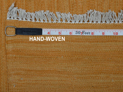 Yellow 2'4" x 6'4" Flatweave / Kilim Hand woven Wool Rug - Sku: O053855