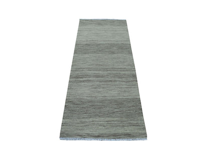 Grey 2'4" x 6'4" Flatweave / Kilim Hand woven Wool Rug - Sku: O053856