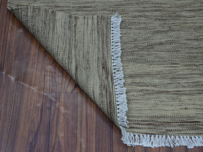 Grey 2'4" x 6'4" Flatweave / Kilim Hand woven Wool Rug - Sku: O053856