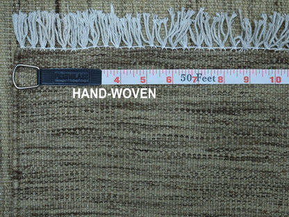 Grey 2'4" x 6'4" Flatweave / Kilim Hand woven Wool Rug - Sku: O053856