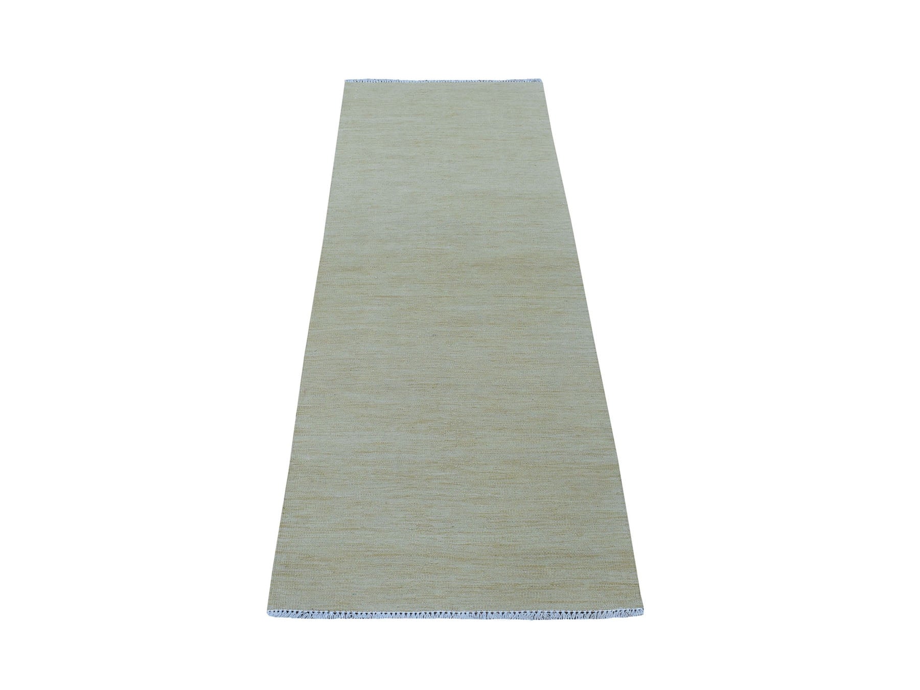 Yellow 2'5" x 6'3" Flatweave / Kilim Hand woven Wool Rug - Sku: O053858