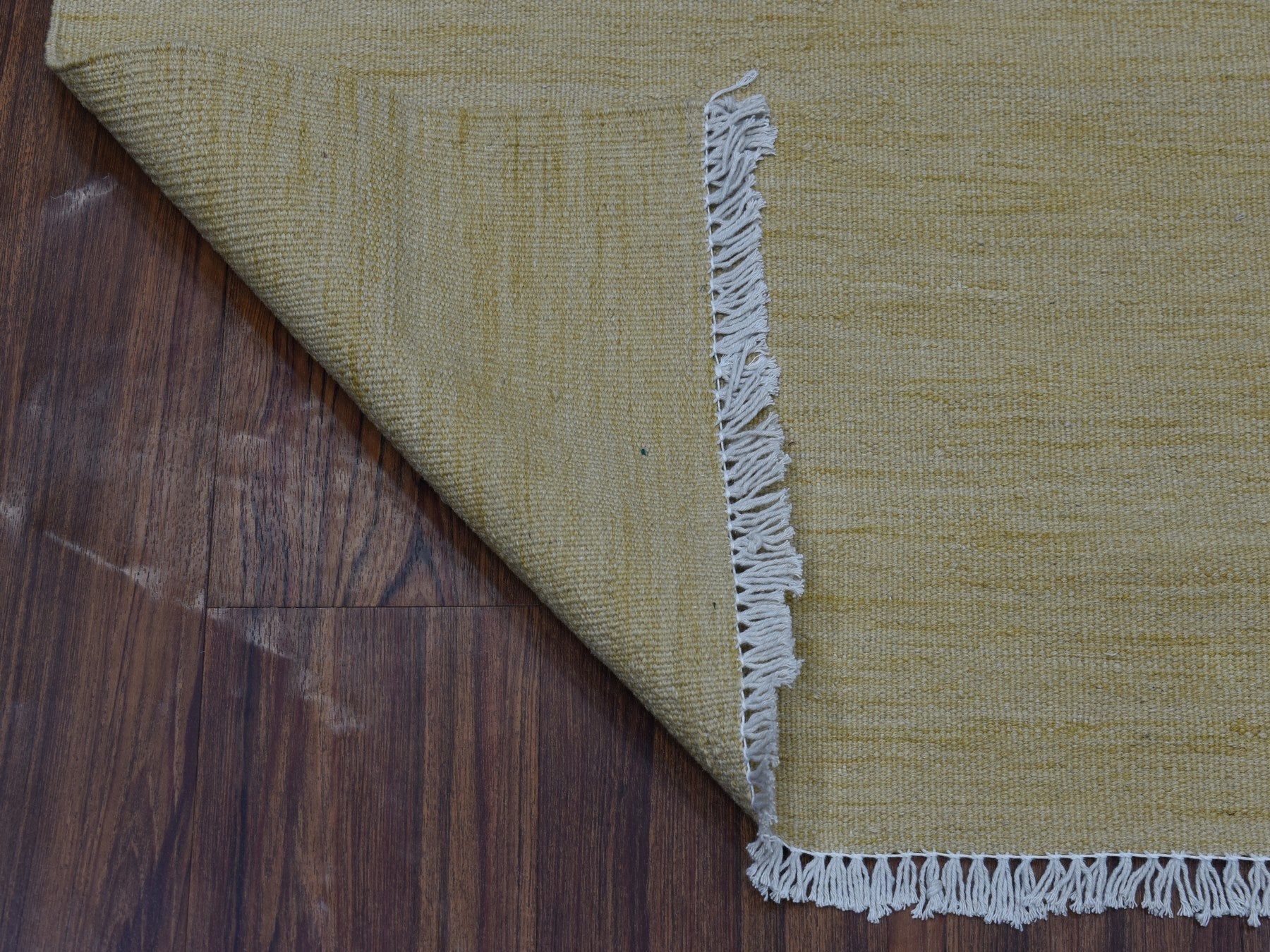 Yellow 2'5" x 6'3" Flatweave / Kilim Hand woven Wool Rug - Sku: O053858