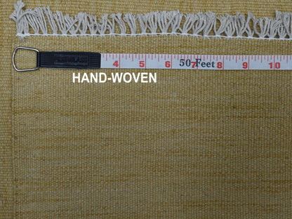 Yellow 2'5" x 6'3" Flatweave / Kilim Hand woven Wool Rug - Sku: O053858