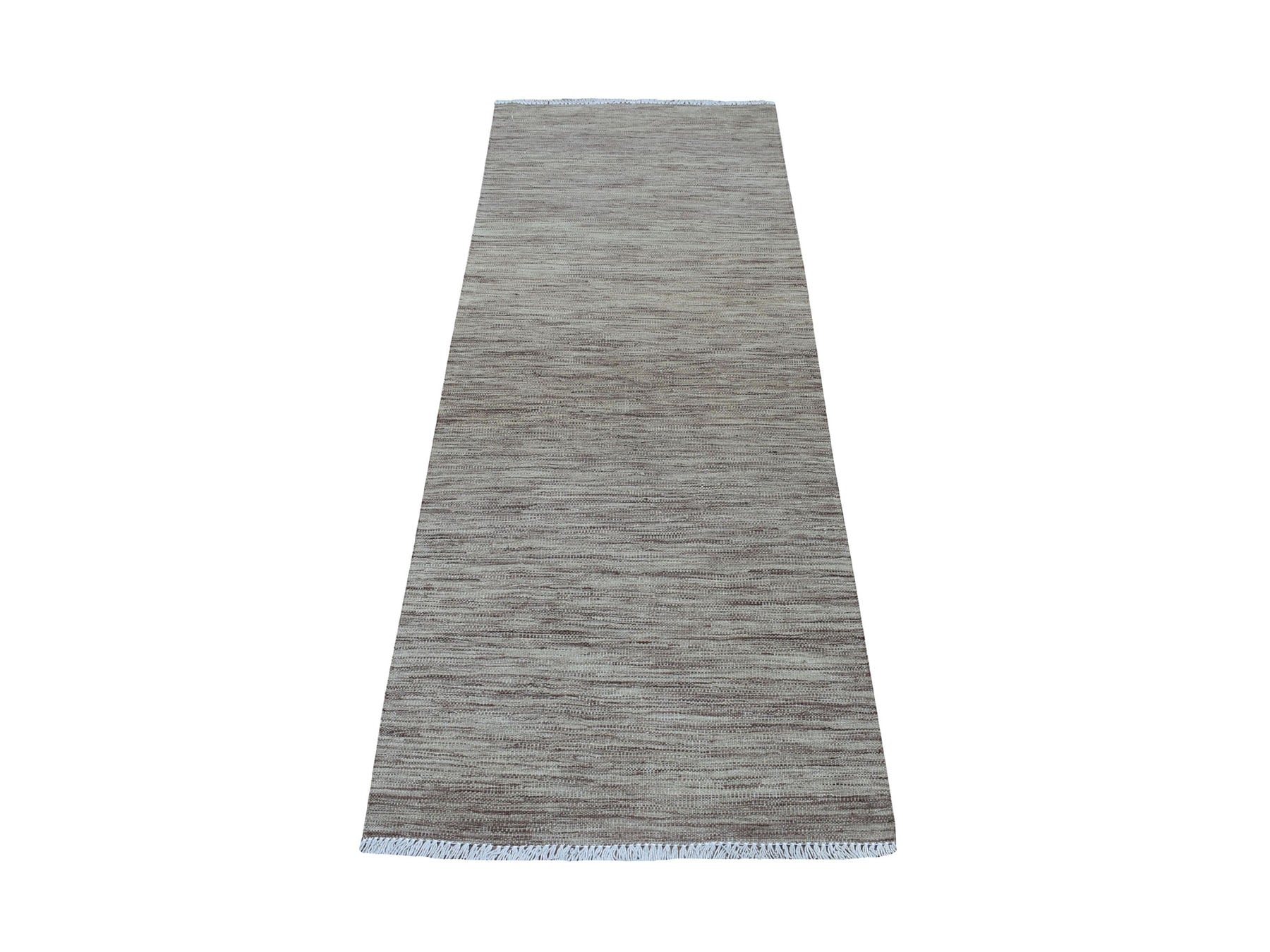 Brown 2'6" x 6'5" Flatweave / Kilim Hand woven Wool Rug - Sku: O053866