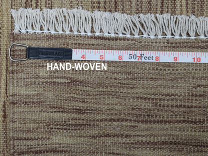 Brown 2'6" x 6'5" Flat Weave Hand woven Wool Rug - Sku: O053866