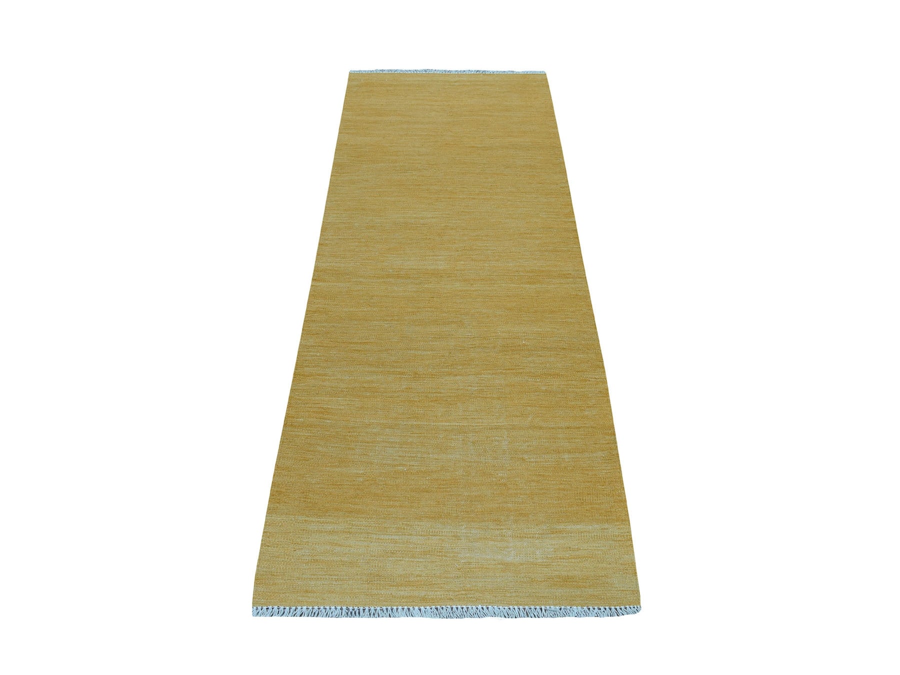 Yellow 2'6" x 6'8" Flatweave / Kilim Hand woven Wool Rug - Sku: O053867