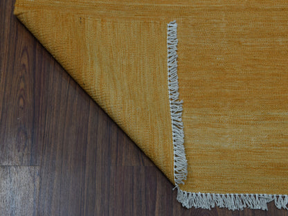 Yellow 2'6" x 6'8" Flatweave / Kilim Hand woven Wool Rug - Sku: O053867