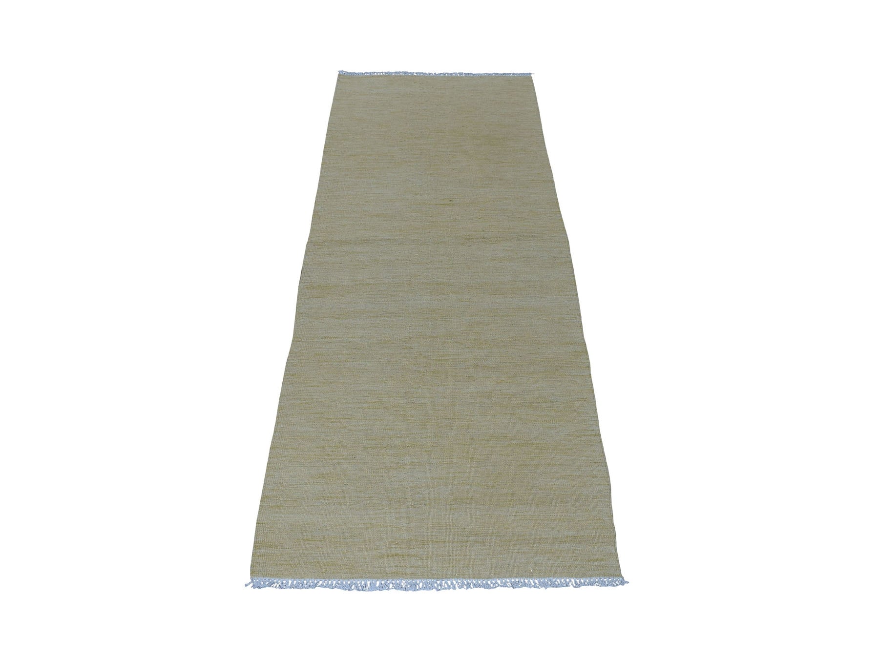 Yellow 2'6" x 6'3" Flatweave / Kilim Hand woven Wool Rug - Sku: O053870