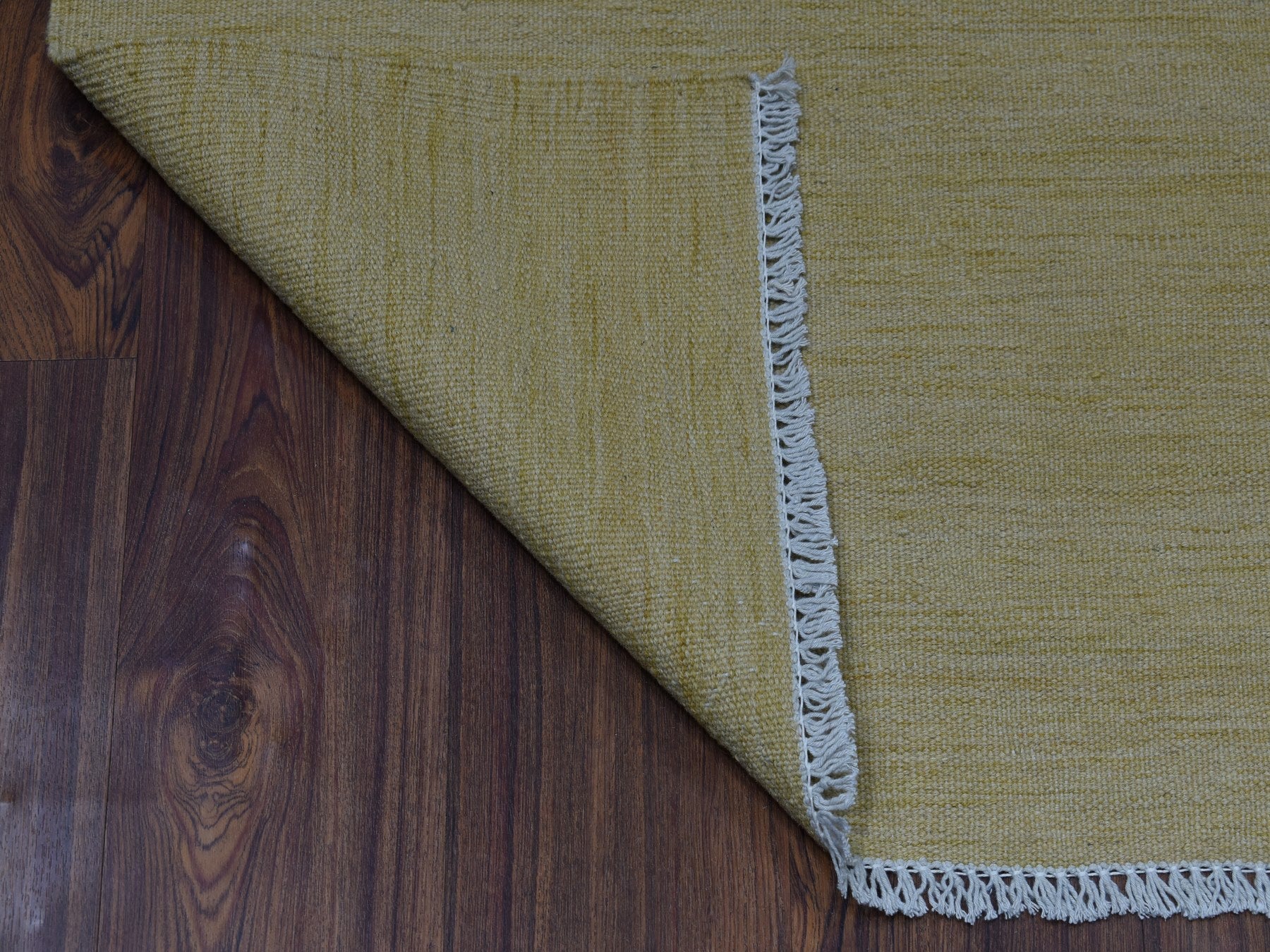 Yellow 2'6" x 6'3" Flatweave / Kilim Hand woven Wool Rug - Sku: O053870