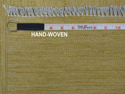 Yellow 2'6" x 6'3" Flatweave / Kilim Hand woven Wool Rug - Sku: O053870