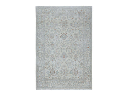 Grey 6'0" x 8'10" Oushak And Peshawar Hand knotted Wool Rug - Sku: O053910