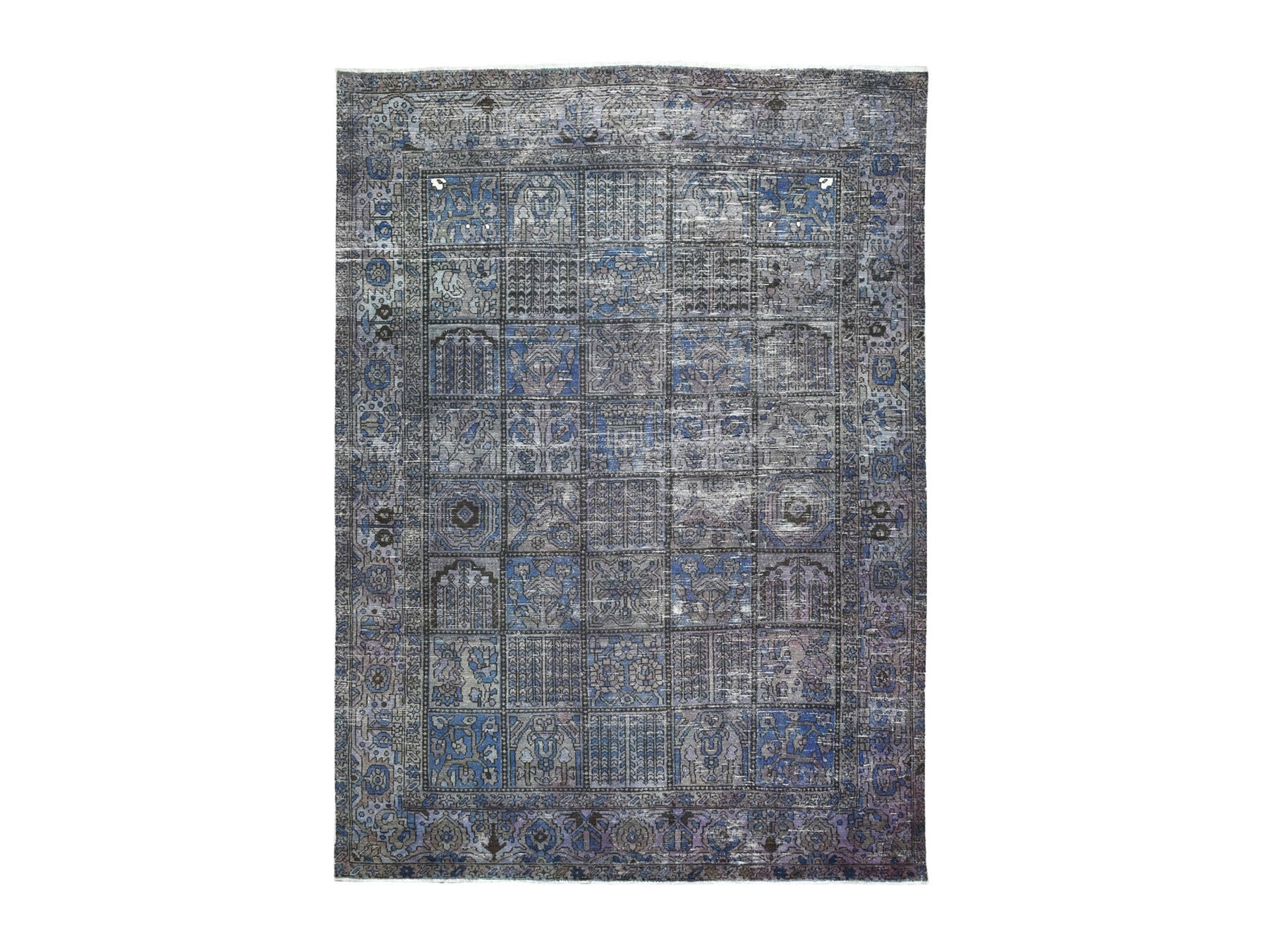 Gray 6'9" x 9'3" Vintage Hand knotted Wool Rug - Sku: O054032