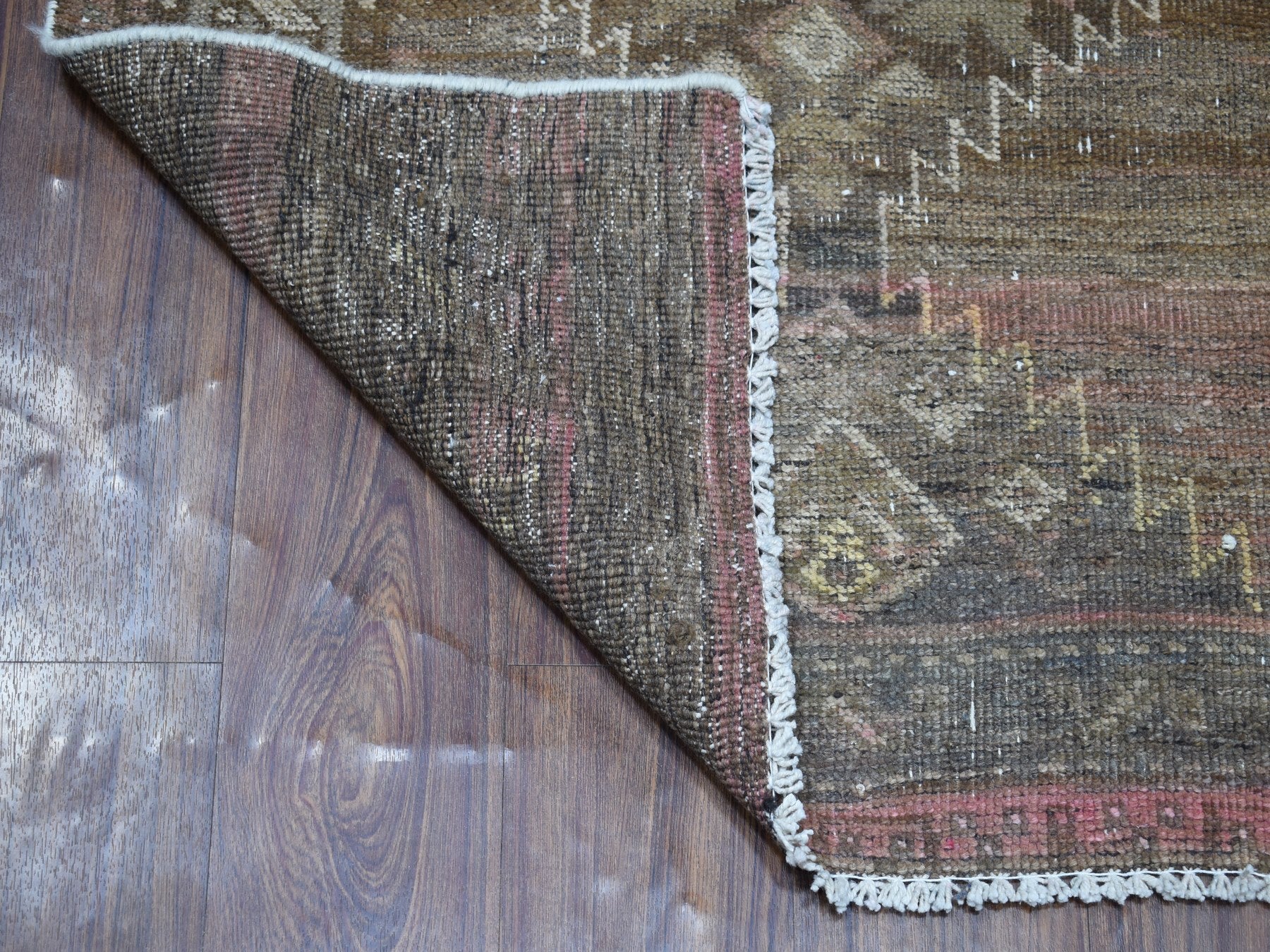 Gray 3'3" x 9'8" Vintage Hand knotted Wool Rug - Sku: O054087